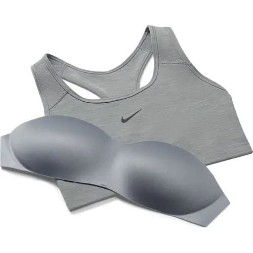 Nike Swoosh Medium-Support 1-Piece Pad Gri Kadın Bra -BV3636-084