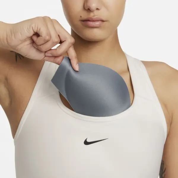 Nike Dri-Fit Swoosh Seamless Bej Kadın Bra - DD3540-121